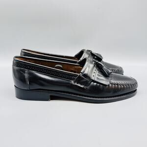 GH Bass & Co Shoes Mens 9.5 Black Leather Kiltie Tassel Loafers Slip On Dress